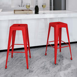 Bar Stools 2 pcs Red Steel