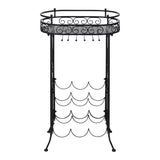 Wine Rack with Glass Holder for 9 Bottles Metal - Side View