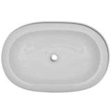Luxury Ceramic Basin Oval-shaped Sink White 63 x 42 cm - Side View