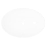 Luxury Ceramic Basin Oval-shaped Sink White 40 x 33 cm - Side View