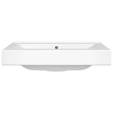 Luxury Ceramic Basin Rectangular Sink White with Faucet Hole - Side View