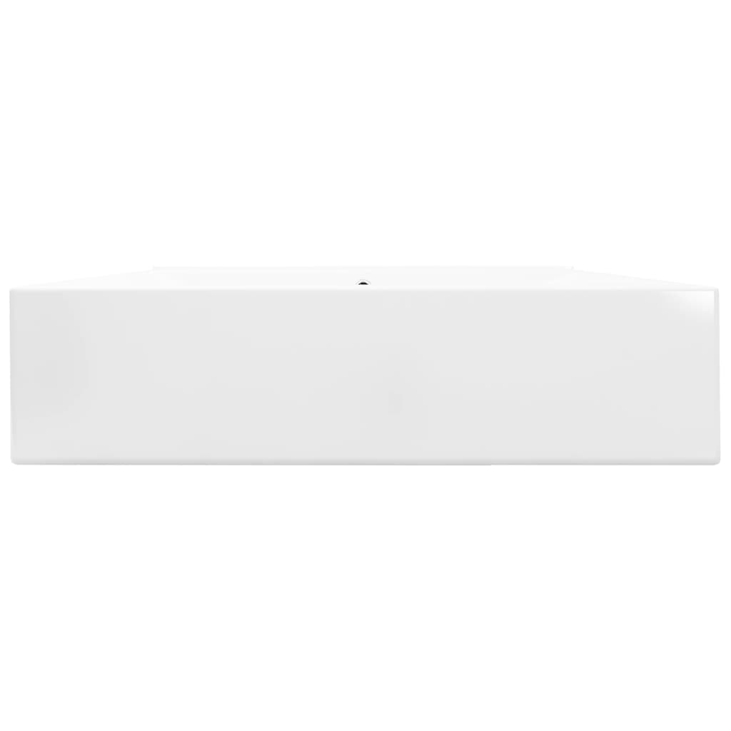 Luxury Ceramic Basin Rectangular Sink White with Faucet Hole