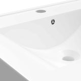 Luxury Ceramic Basin Rectangular Sink White with Faucet Hole - Low Angle