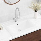 Luxury Ceramic Basin Rectangular Sink White with Faucet Hole