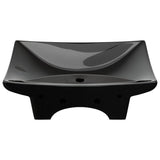 Black Luxury Ceramic Basin Rectangular with Overflow & Faucet Hole - 45-Degree Angle