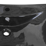 Black Luxury Ceramic Basin Rectangular with Overflow & Faucet Hole