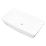 Luxury Ceramic Basin Rectangular Sink White 71 x 39 cm - Front View