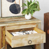 End Table with 1 Drawer 1 Door Reclaimed Wood - Top-Down View