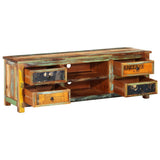 Reclaimed Wood TV Cabinet TV Stand 4 Drawers - Side View
