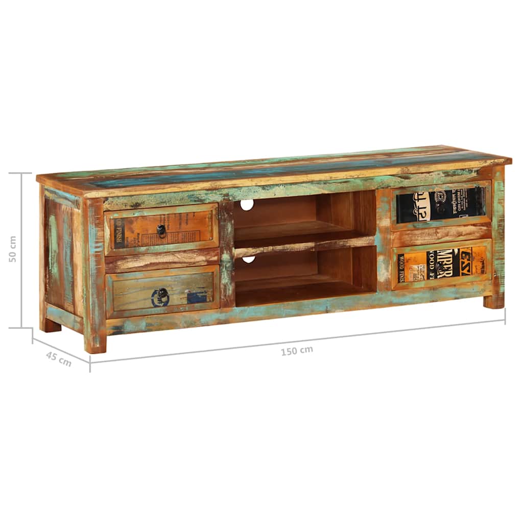 Reclaimed Wood TV Cabinet TV Stand 4 Drawers