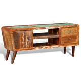 Reclaimed Wood TV Cabinet 1 Door 2 Drawers - Front View