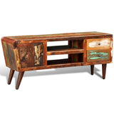 Reclaimed Wood TV Cabinet 1 Door 2 Drawers - 45-Degree Angle