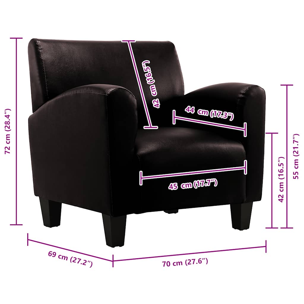 Sofa Chair Dark Brown Faux Leather