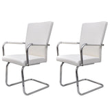 Cantilever Dining Chairs 2 pcs White Faux Leather