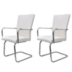 Cantilever Dining Chairs 2 pcs White Faux Leather