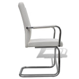 Cantilever Dining Chairs 2 pcs White Faux Leather - 45-Degree Angle