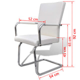 Cantilever Dining Chairs 2 pcs White Faux Leather - Rear View