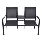 2 Seater Garden Bench 131 cm Steel and Textilene Black