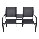 2 Seater Garden Bench 131 cm Steel and Textilene Black - Side View