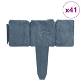 Plastic Garden / Lawn Fence Stone Look 41 pcs 10 m - Front View