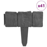 Plastic Garden / Lawn Fence Stone Look 41 pcs 10 m - 45-Degree Angle