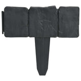 Plastic Garden / Lawn Fence Stone Look 41 pcs 10 m - Side View