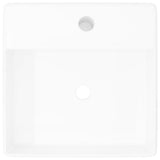 Ceramic Basin Square with Overflow and Faucet Hole 41 x 41 cm
