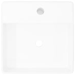 Ceramic Basin Square with Overflow and Faucet Hole 41 x 41 cm