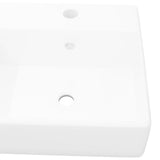 Ceramic Basin Square with Overflow and Faucet Hole 41 x 41 cm