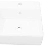 Ceramic Basin Square with Overflow and Faucet Hole 41 x 41 cm