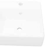 Ceramic Basin Square with Overflow and Faucet Hole 41 x 41 cm - Top-Down View