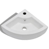 Wash Basin with Overflow 45x32x12.5 cm White - Side View