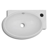 Ceramic Sink Basin Faucet & Overflow Hole Bathroom White - Top-Down View