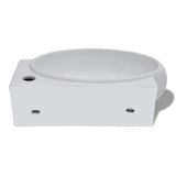 Ceramic Sink Basin Faucet & Overflow Hole Bathroom White