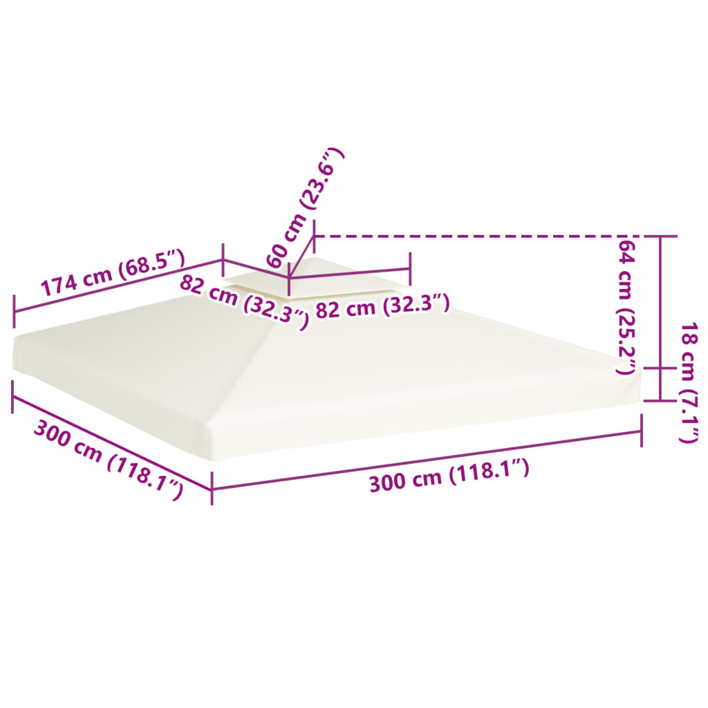 Waterproof Gazebo Cover Canopy 310 g / m² Cream White 3 x 3 m