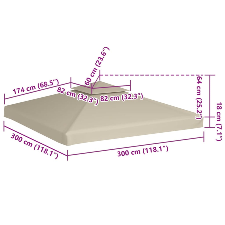 Water-proof Gazebo Cover Canopy 310 g / m² Green 3 x 3 m
