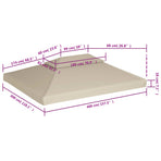 Water-proof Gazebo Cover Canopy Replacement 310 g / m² Beige 3 x 4 m