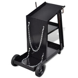 Welding Cart Black Trolley with 3 Shelves Workshop Organiser - Top-Down View