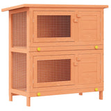 Outdoor Rabbit Hutch Small Animal House Pet Cage 4 Doors Wood - Front View