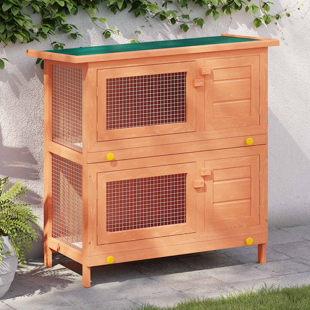 Outdoor Rabbit Hutch Small Animal House Pet Cage 4 Doors Wood