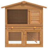 Outdoor Rabbit Hutch Small Animal House Pet Cage 3 Doors Wood - Front View