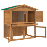 Outdoor Rabbit Hutch Small Animal House Pet Cage 3 Doors Wood - Side View