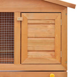 Outdoor Rabbit Hutch Small Animal House Pet Cage 3 Doors Wood - Rear View