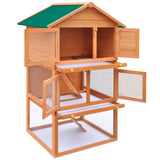 Outdoor Rabbit Hutch Small Animal House Pet Cage 3 Layers Wood - Side View