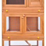 Outdoor Rabbit Hutch Small Animal House Pet Cage 3 Layers Wood - 45-Degree Angle