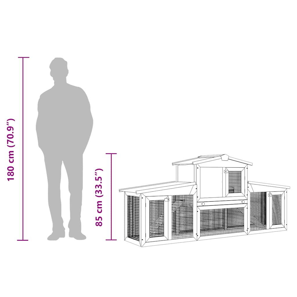 Large Rabbit Hutch Small Animal House Pet Cage with Roofs Wood