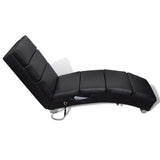 Massage Lounger Black Faux Leather - Front View
