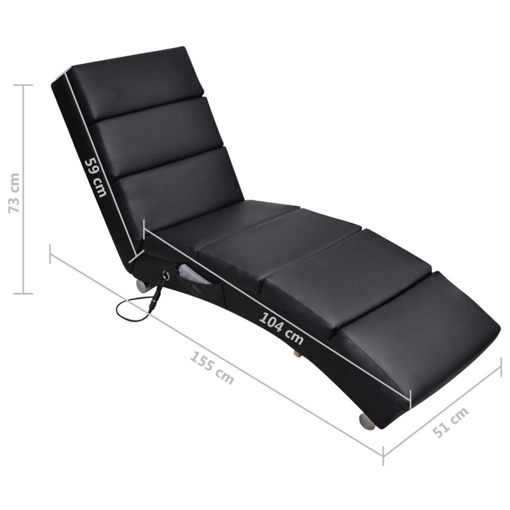 Massage Lounger Black Faux Leather