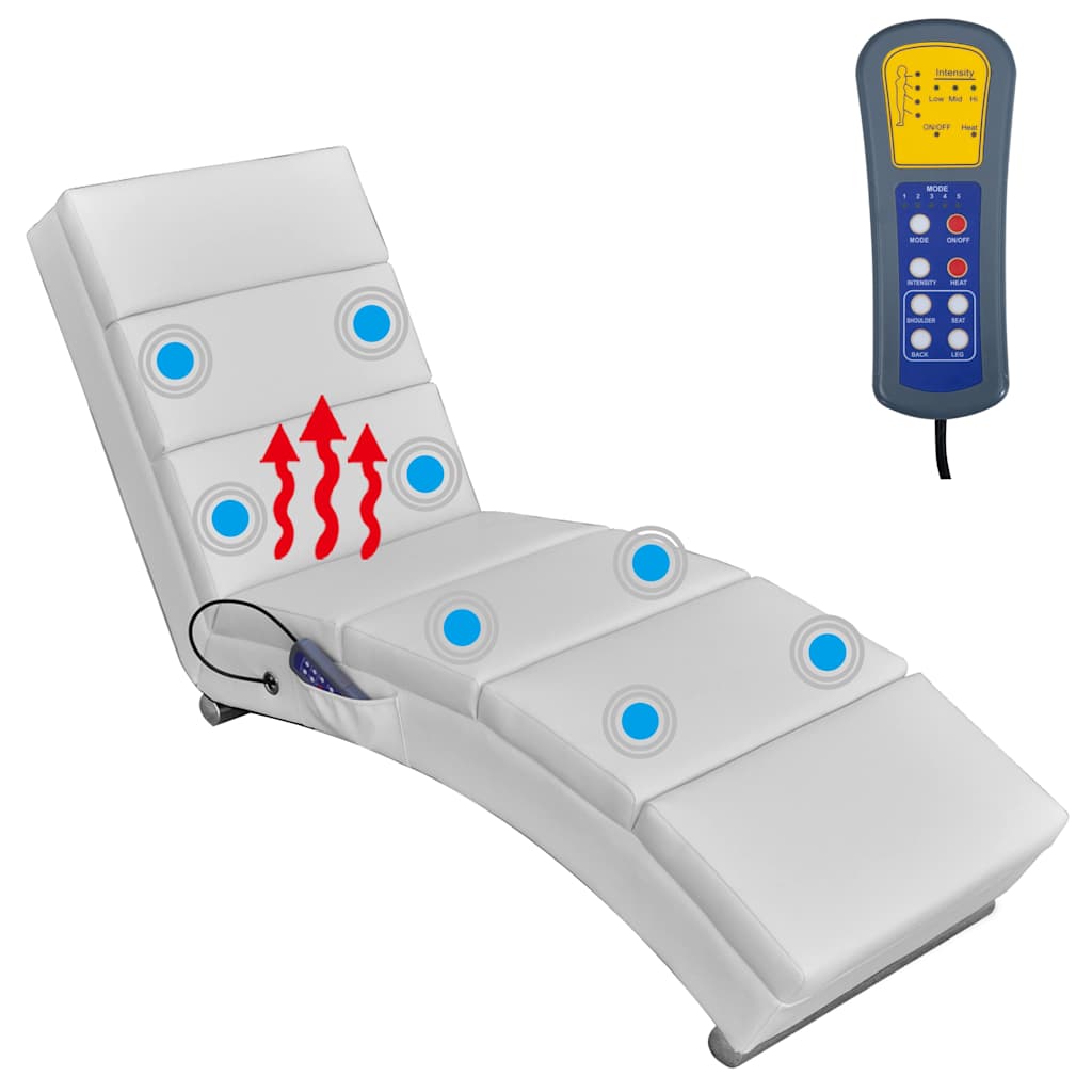 Massage Lounger White Faux Leather