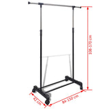 Adjustable Clothes Rack 4 Castors 1 Hanging Rail - Low Angle